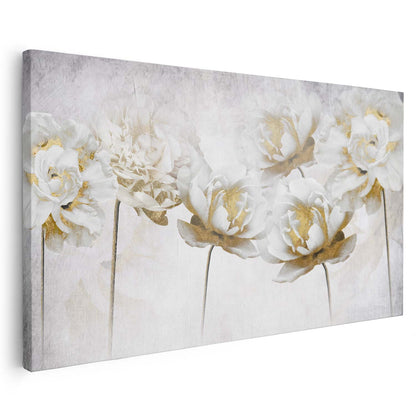 Tableau sur toile d'abstrait moderne de fleur blanche KWADECO