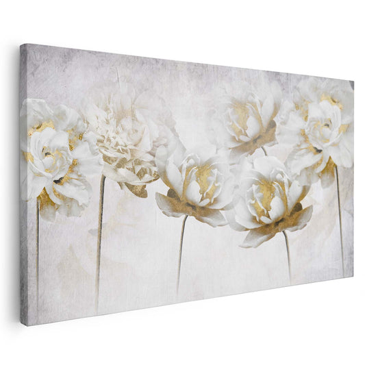 Tableau sur toile d'abstrait moderne de fleur blanche