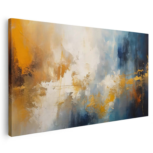 Tableau sur toile abstrait mélange entre le bleu et doré moderne