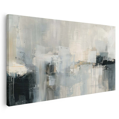 Tableau sur toile d'abstrait noir et gris moderne KWADECO