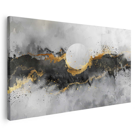 Tableau sur toile d'abstrait marbre avec cercle KWADECO
