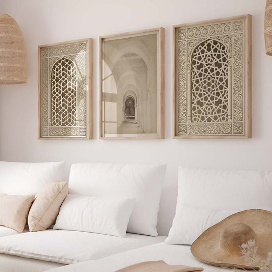 Poster sous verre arabesque beige