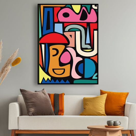 Tableau vertical sur toile avec une illustration colorée