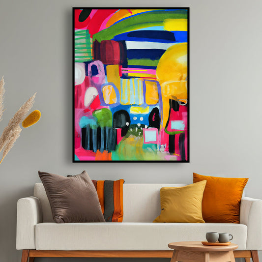 Tableau vertical sur toile avec une illustration artistique