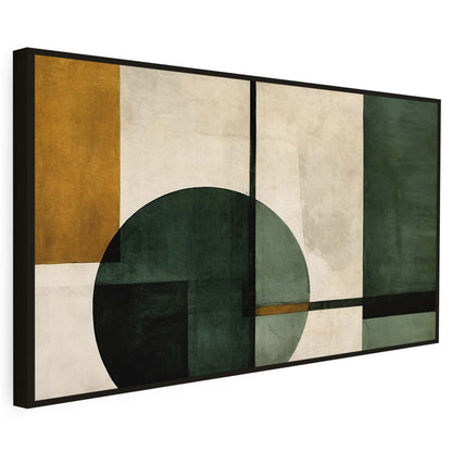 Tableau sur toile d'abstrait de formes vert et orangé KWADECO