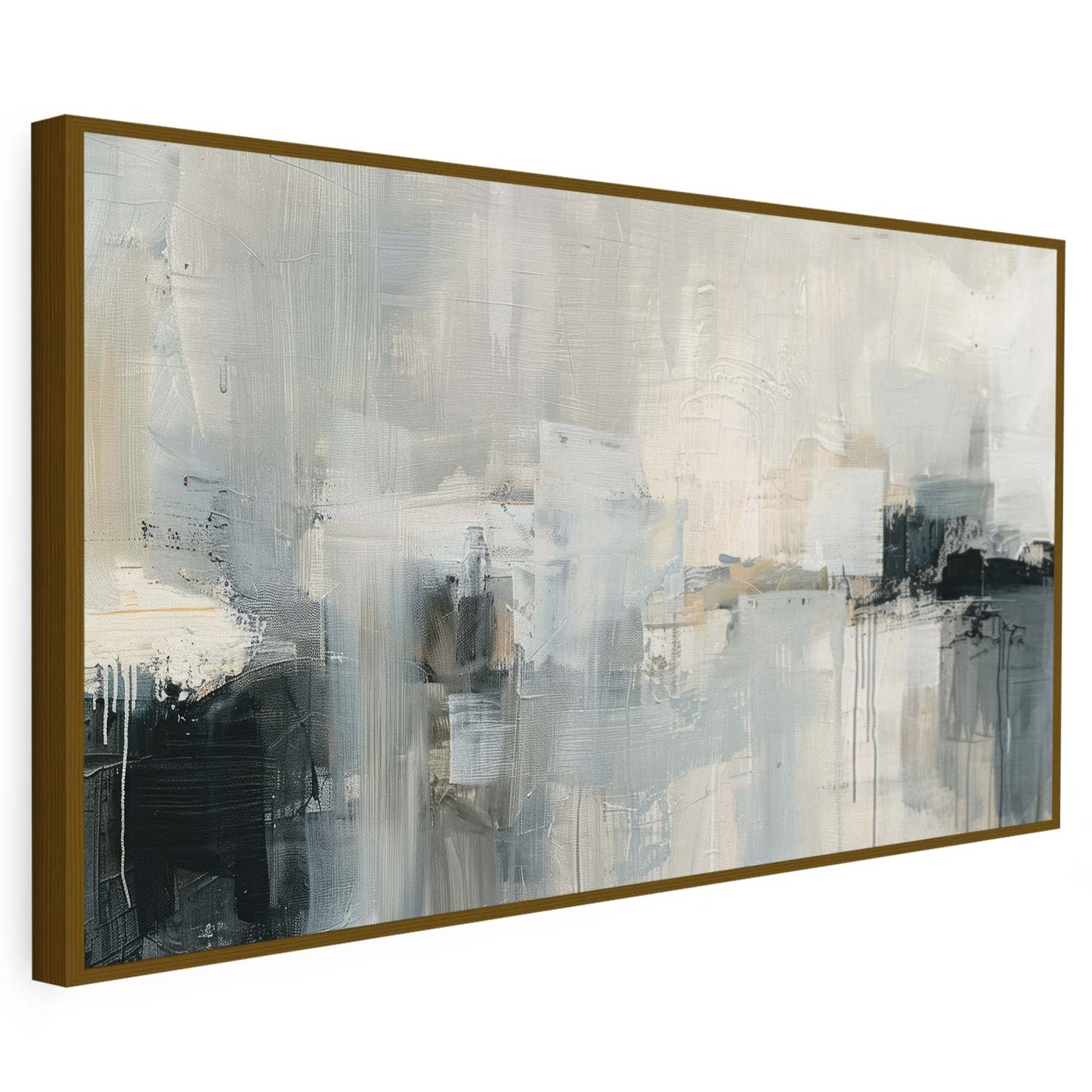 Tableau sur toile d'abstrait noir et gris moderne KWADECO