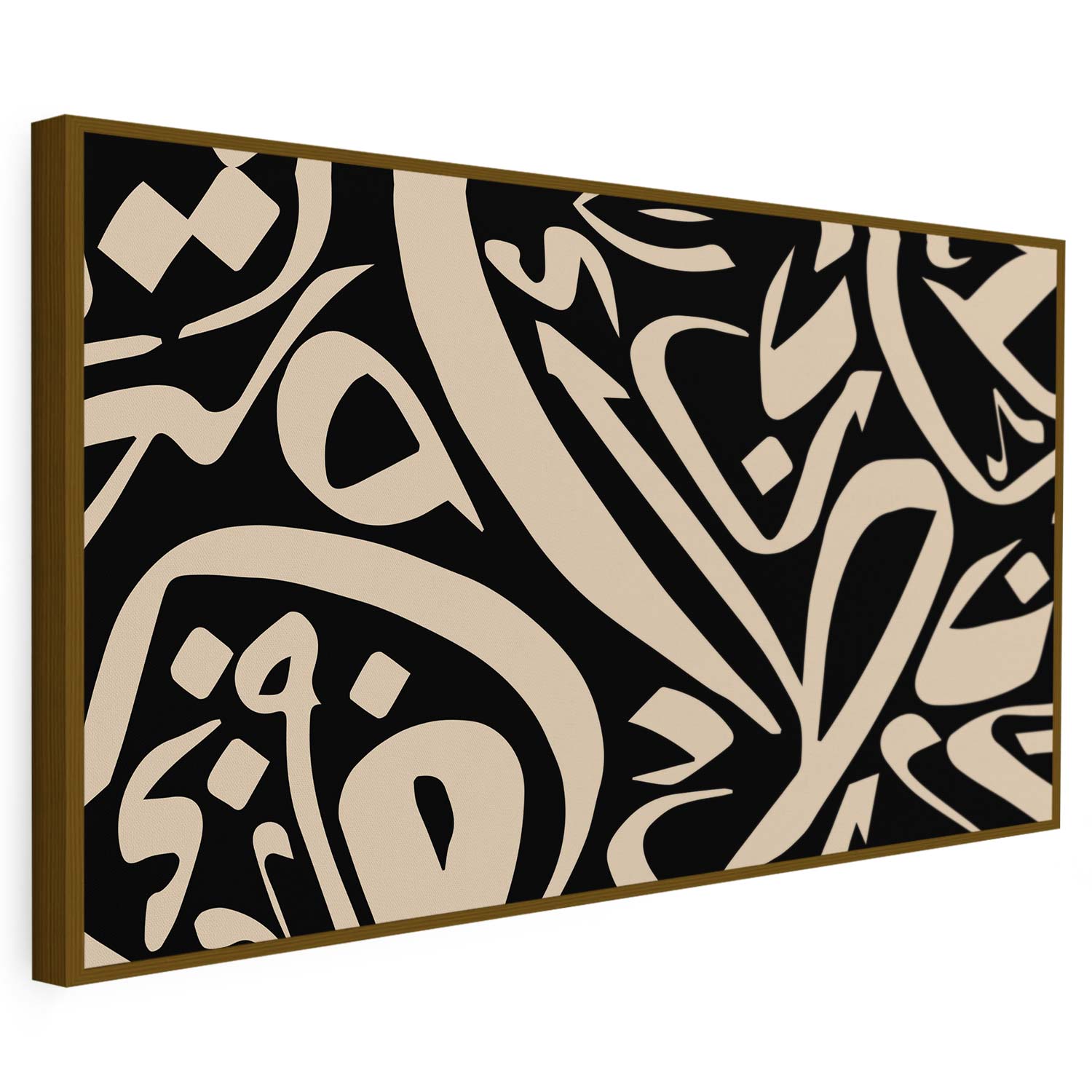Tableau sur toile calligraphie art noir et blanc KWADECO