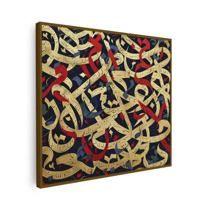 Tableau sur toile calligraphie doré et rouge KWADECO