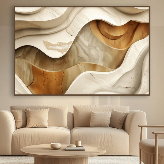 Tableau sur toile abstrait effet 3D rocher art