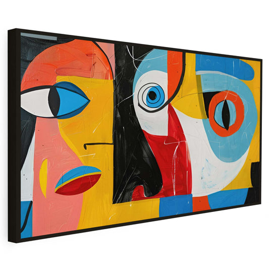 Œuvre moderne colorée de visages humains