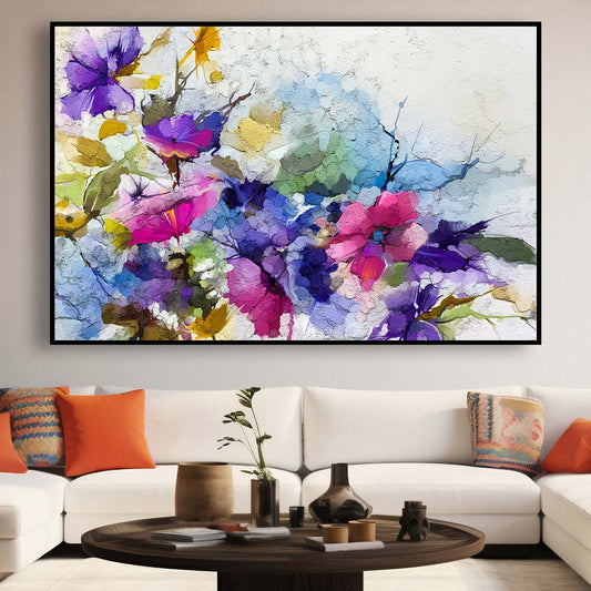 Tableau abstrait de fleurs colorées