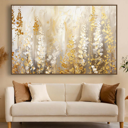 Tableau sur toile moderne des plantes dorées