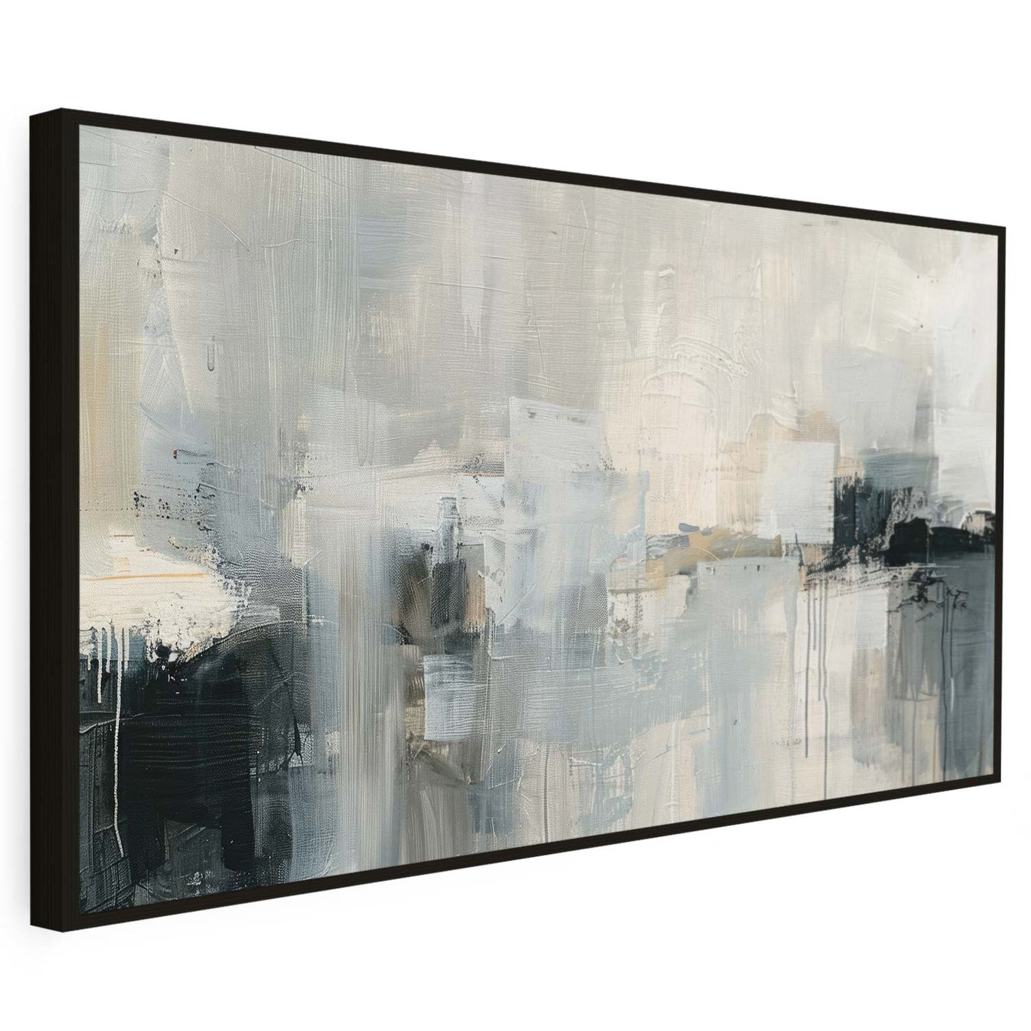 Tableau sur toile d'abstrait noir et gris moderne KWADECO