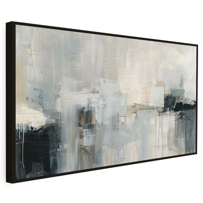 Tableau sur toile d'abstrait noir et gris moderne KWADECO
