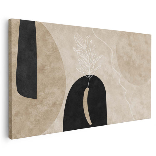 Tableau sur toile abstraite baho noir et beige