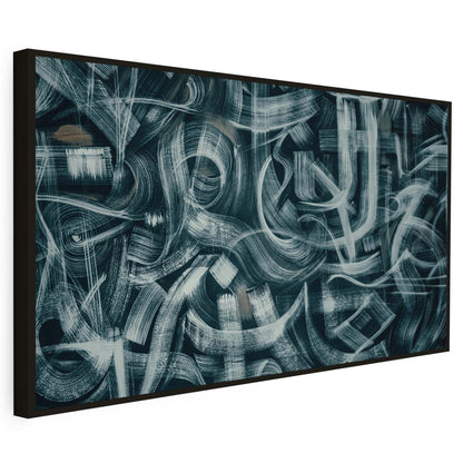 Tableau sur toile calligraphie art noir et blanc minimaliste KWADECO