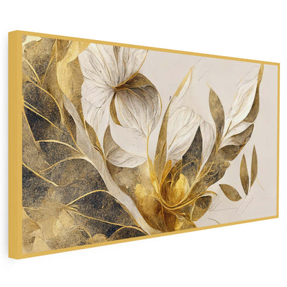 Tableau sur toile de fleurs dorées en 3D moderne art