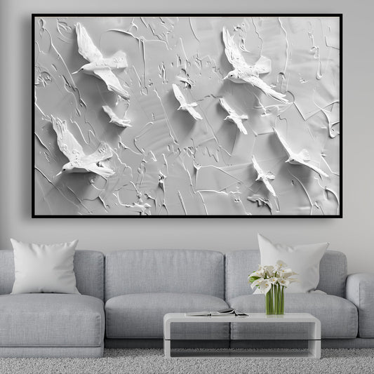 Tableau sur toile effet 3D avec des oiseaux
