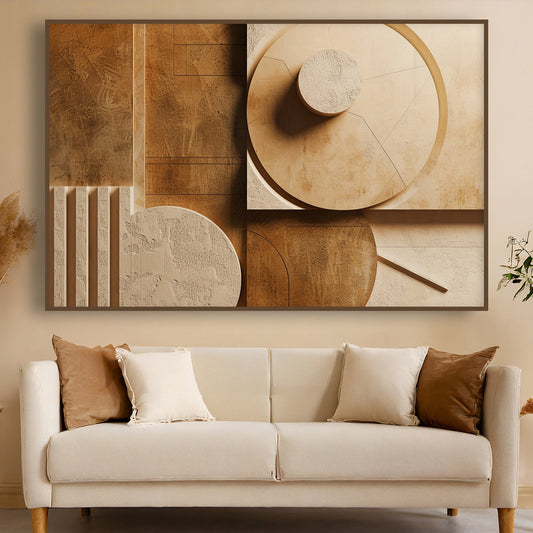 Tableau sur toile image effet 3D marron et beige