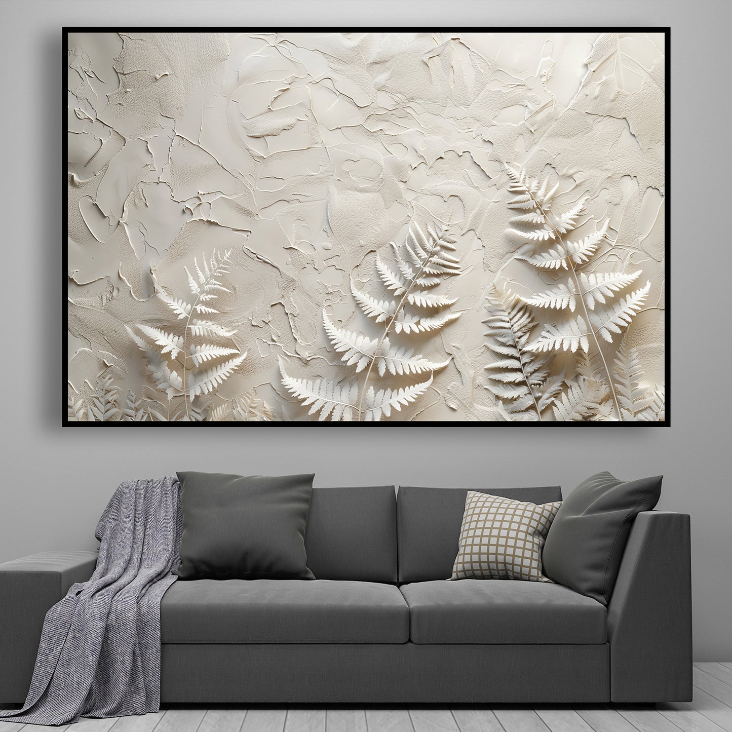 Tableau sur toile avec plantes en relief 3D