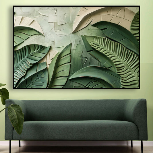 Tableau sur toile de feuilles effet 3D