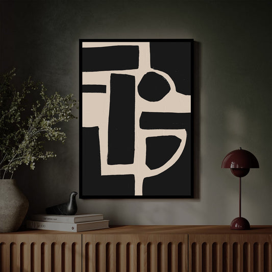 Tableau sur toile vertical noir et beige