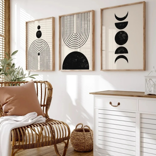 Trio de sous-verres noir et blanc au design artistique