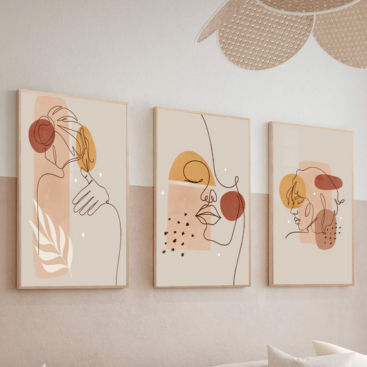 Trio de sous-verres line art silhouettes féminines modernes