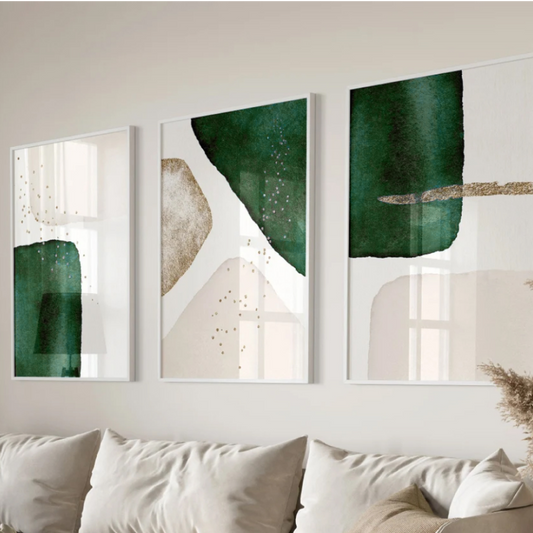 Lot de 3 sous-verres abstraits verts au style moderne