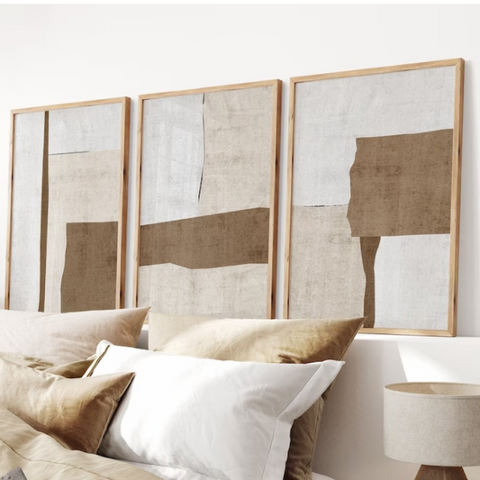 Trio de sous-verres beiges au design abstrait moderne artistique