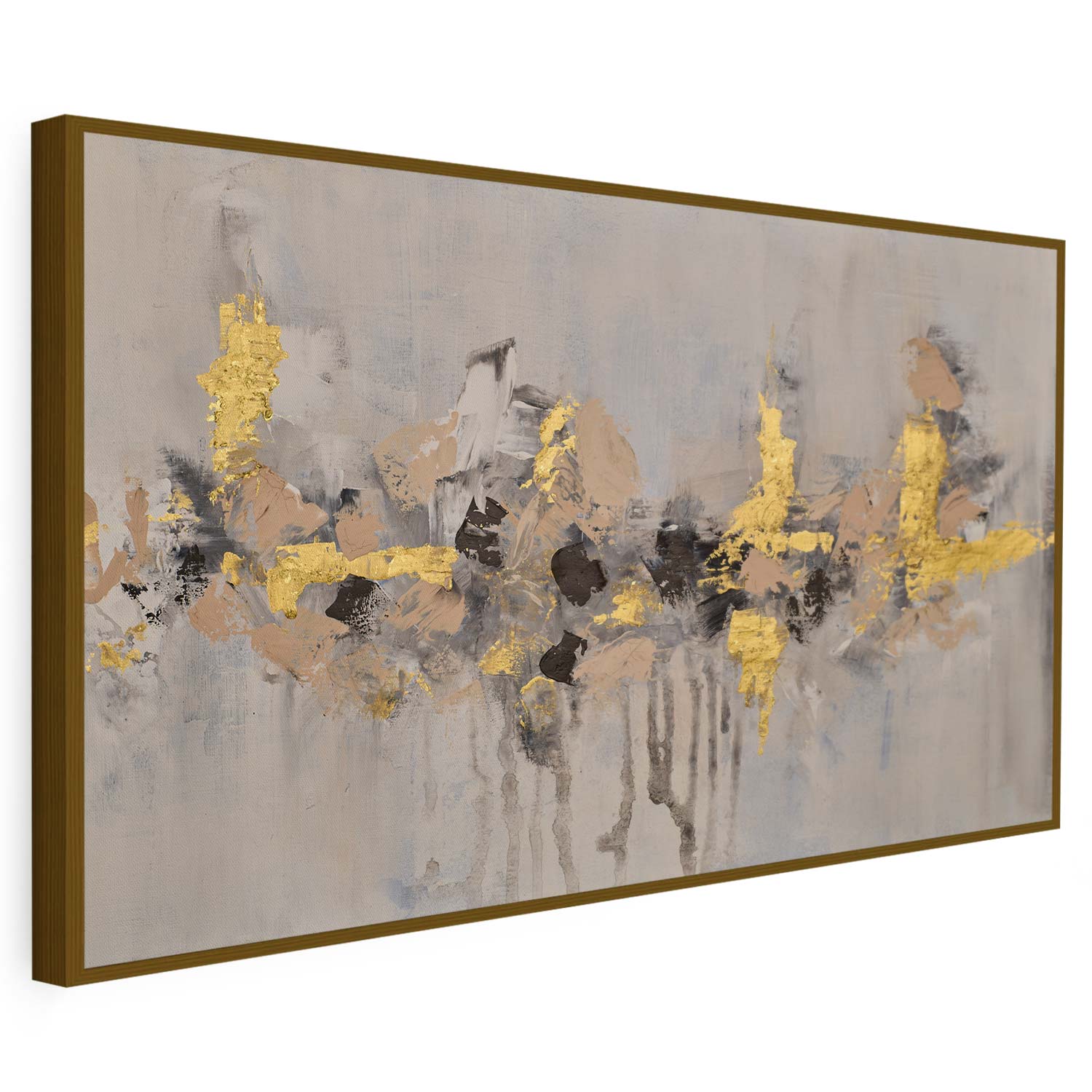 Tableau sur toile d'abstrait dorée KWADECO