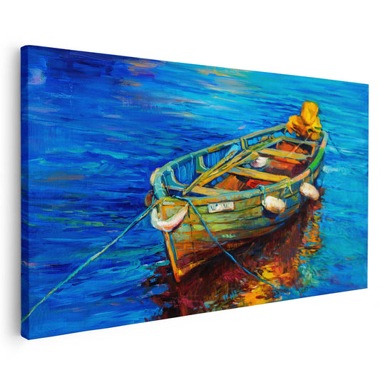 Tableau sur toile d'un navire sur la mer effet peinture