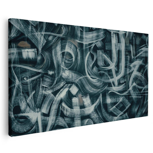 Tableau sur toile calligraphie art noir et blanc minimaliste