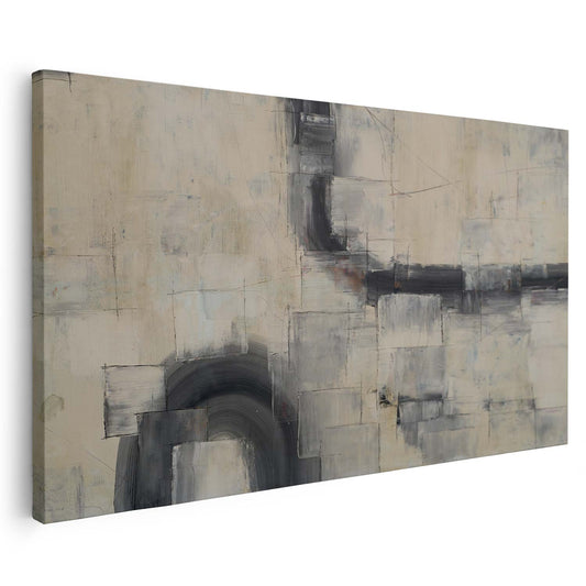 Tableau sur toile abstraite minimaliste avec un arc noir