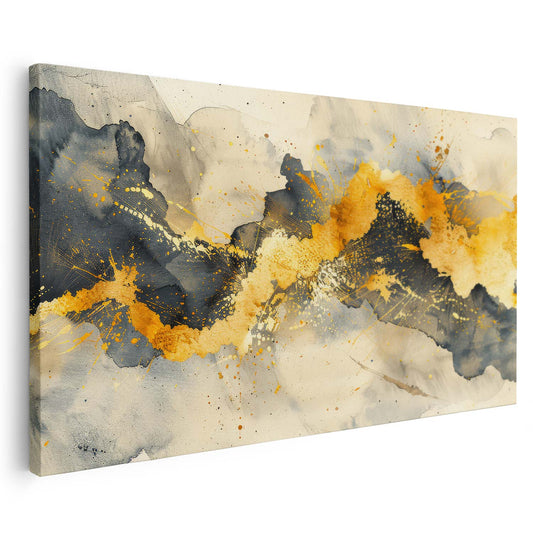 Tableau sur toile d'abstrait marbre doré en vague KWADECO