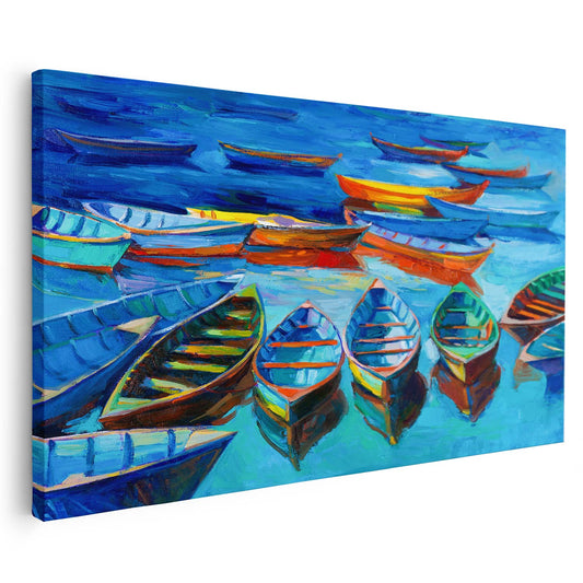 Tableau sur toile représentant des navires