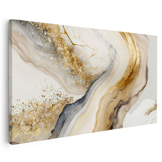 Tableau sur toile de marbre doré à motif vague