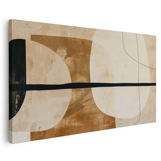 Tableau sur toile d'abstraction dorée et beige