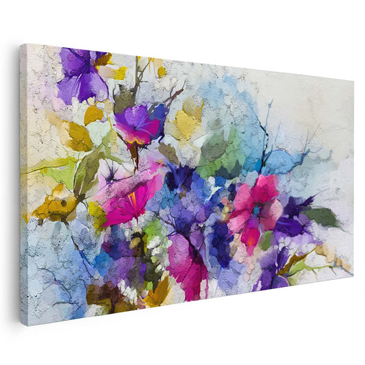 Tableau abstrait de fleurs colorées