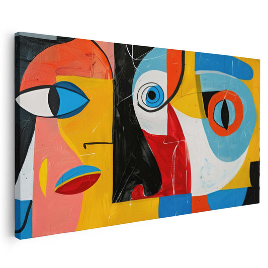 Œuvre moderne colorée de visages humains