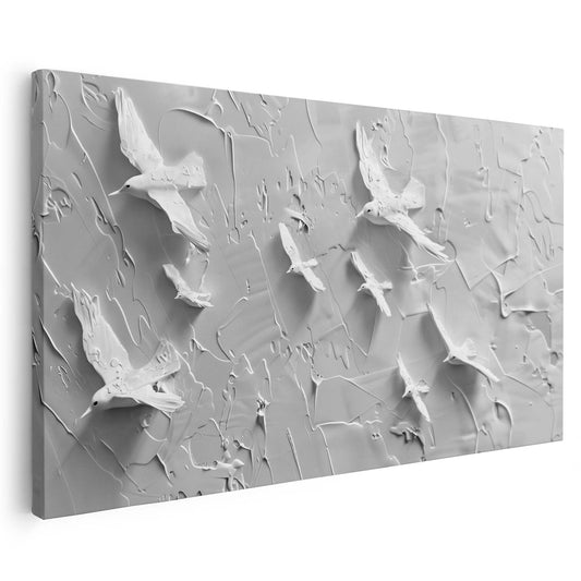 Tableau sur toile effet 3D avec des oiseaux