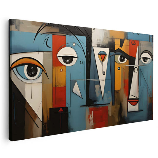 Tableau moderne visages expressifs au style artistique