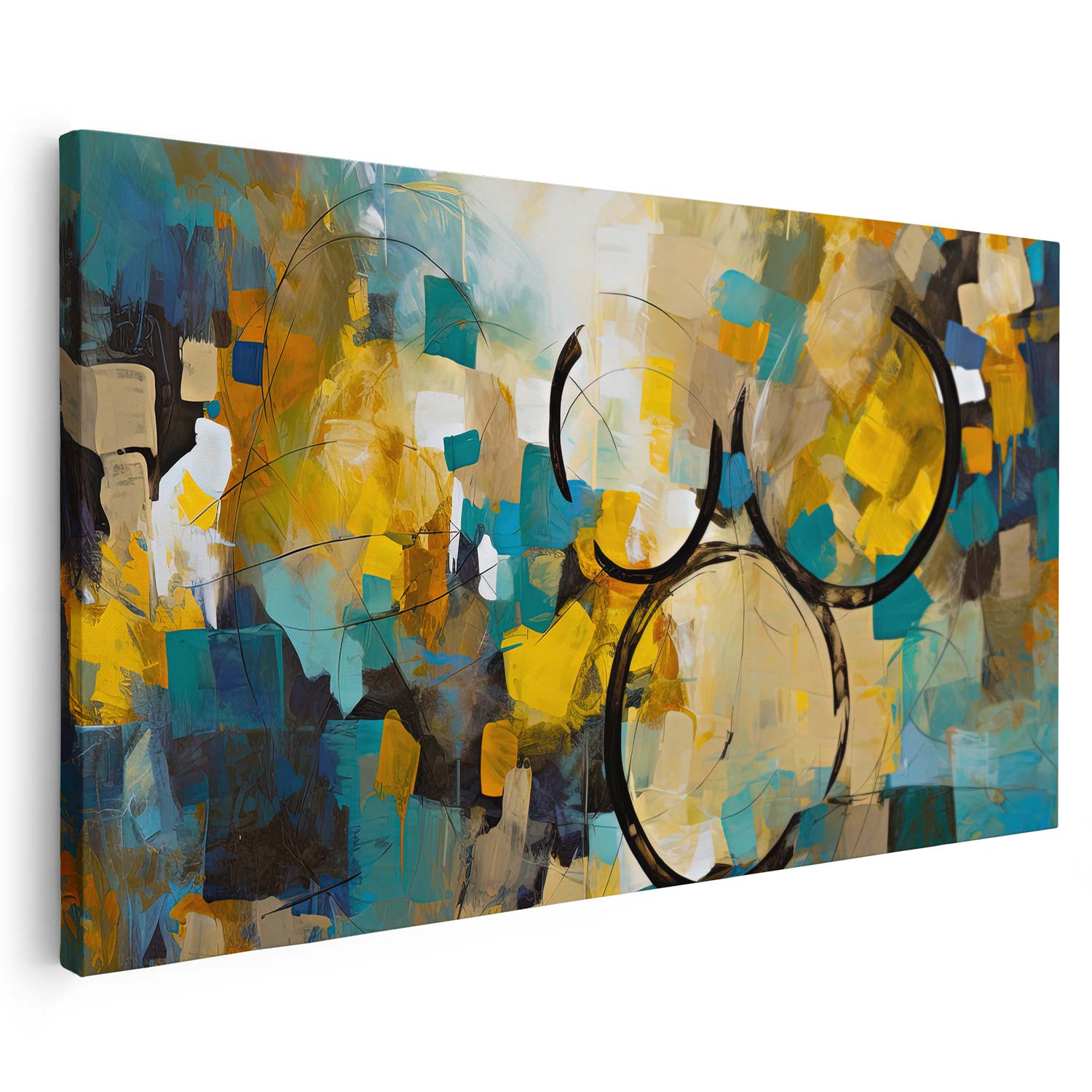 Tableau sur toile abstrait coloré circulaire KWADECO