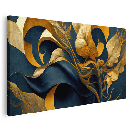 Tableau sur toile de fleur doré effet 3D KWADECO