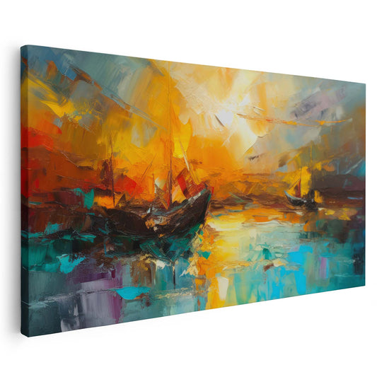 Tableau sur toile de navire coloré