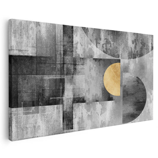 Tableau sur toile moderne avec un fond noir et  cercle doré