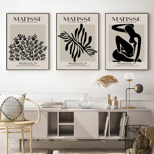 Poster sous verre, matisse noir  et blanc