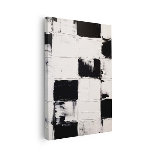 Tableau abstrait verticale en noir et blanc