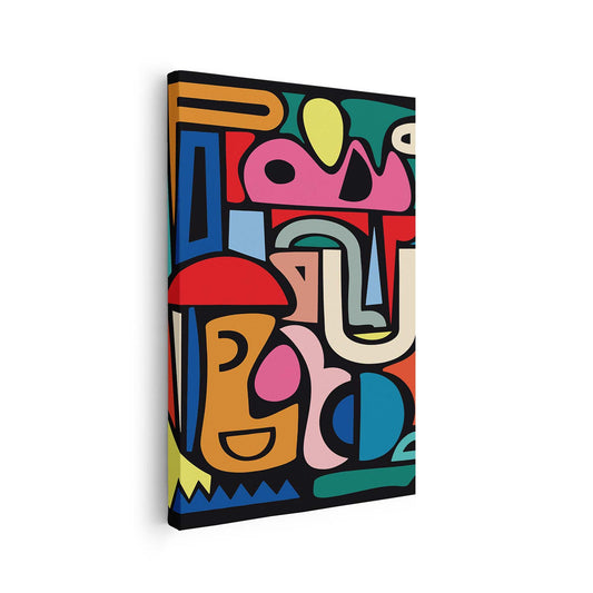 Tableau vertical sur toile avec une illustration colorée